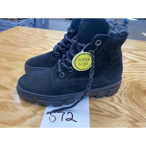 Paul Green Joaquin Shearling Boots Women's 8 Black Xtralight Sole Outdoor S72